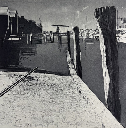 Werkmeister, Wolfgang, Hafen Husum im Quadrat, 32 x 32cm, 10/30, Radierung, 1995