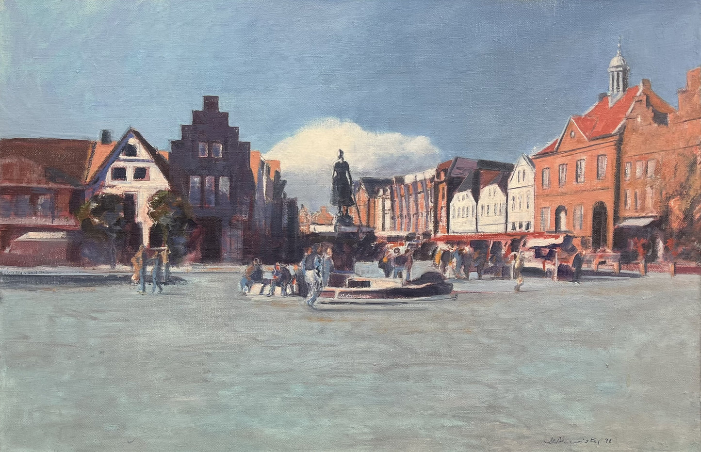 Werkmeister, Wolfgang, Husum Markt, 53,5 x 80cm, Öl auf Leinwand, 1998