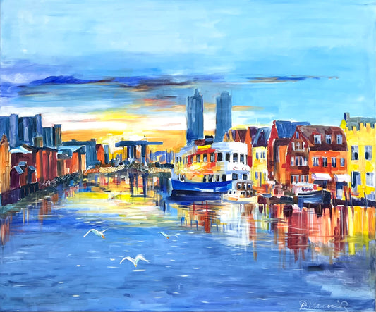 Linnenbrink, Peter, Husumer Hafen, 120 x 100cm, Acryl auf Leinwand