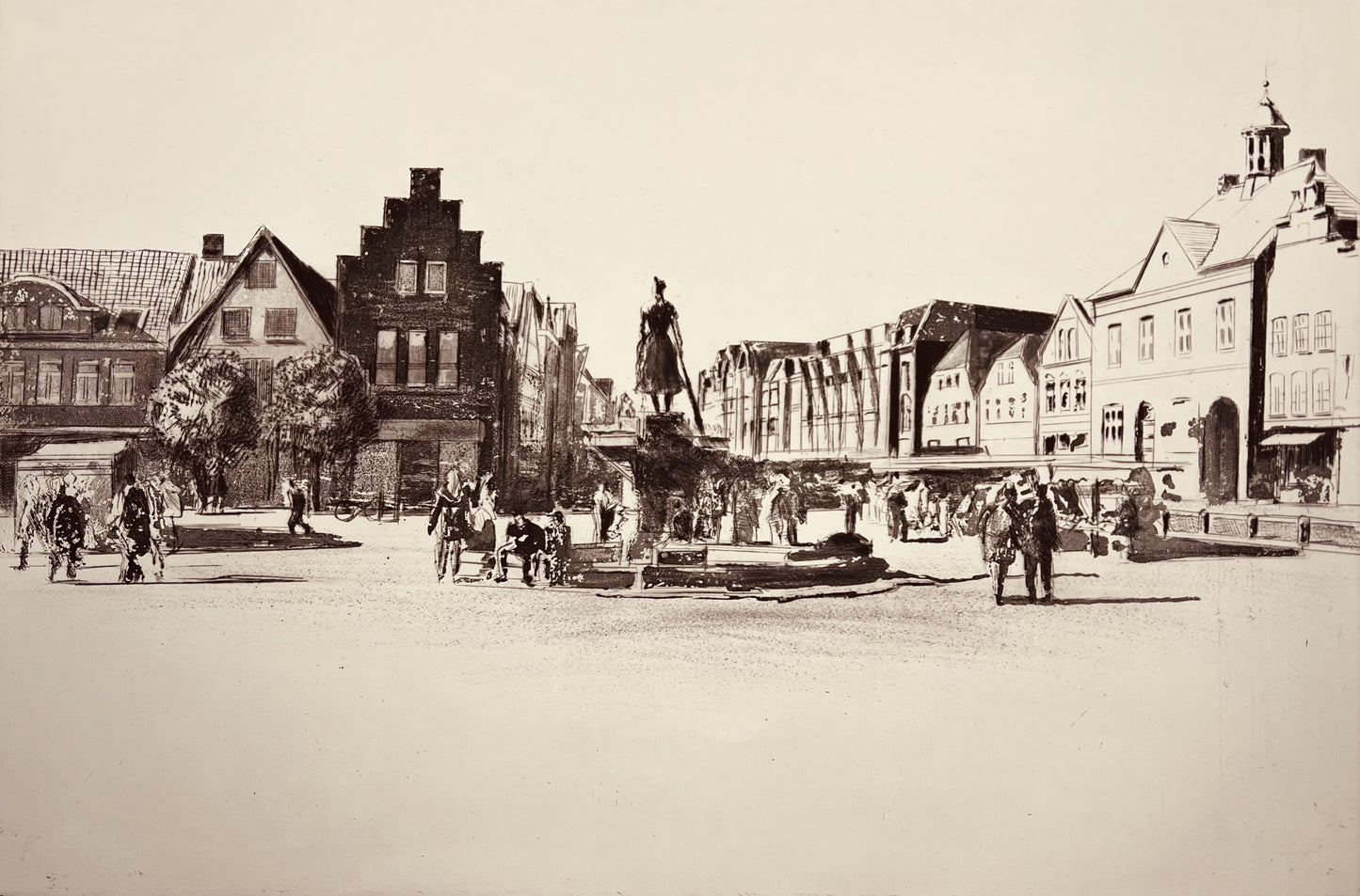 Werkmeister, Wolfgang, Husumer Marktplatz I, 38,5 x 57,5cm 1/50, Radierung, 1996
