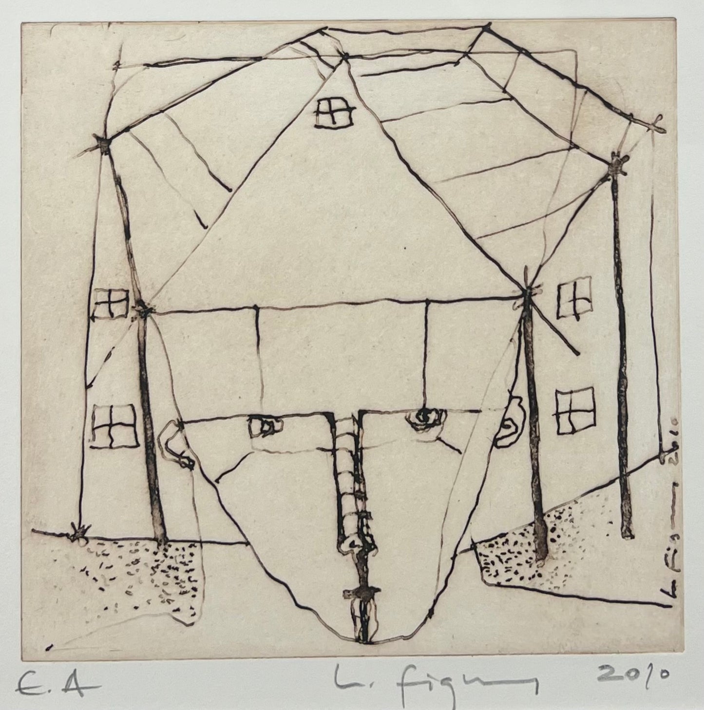 Figueroa, Lucia, Kopf I, 15 x 20cm, e.a., Radierung, 2010