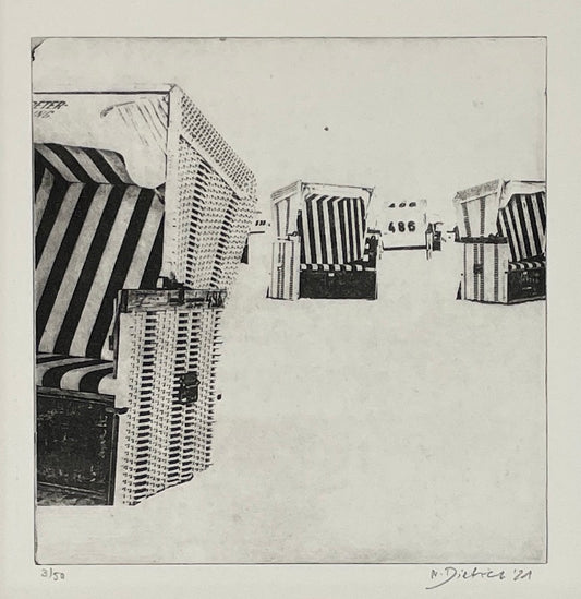 Dietrich, Nadine, Strandkörbe, Photopolymer Etching Ed. 3/50, 15,2 x 15 cm