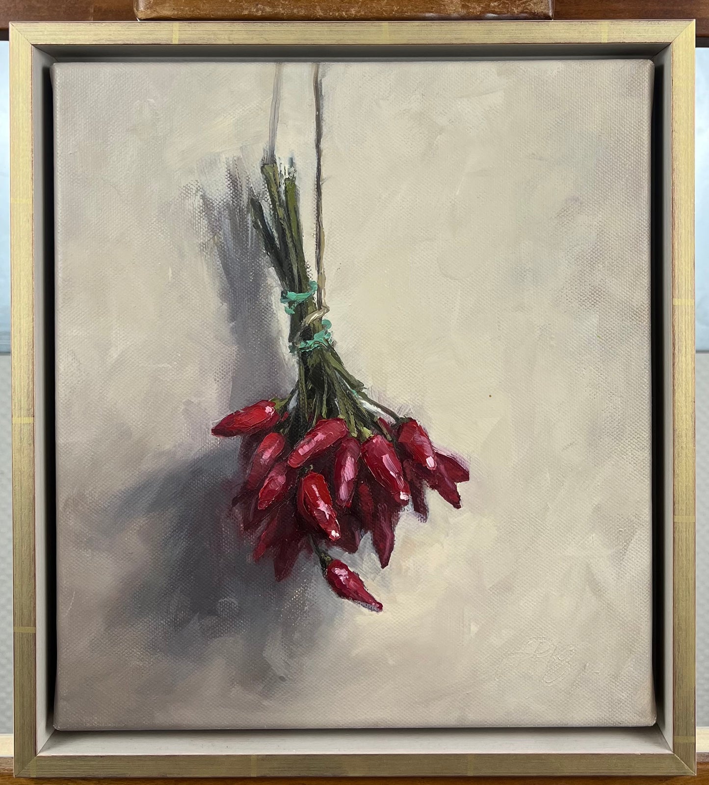 Petermann, Hanna, Bund Chilis, Öl auf Leinwand, 25 x 28 cm