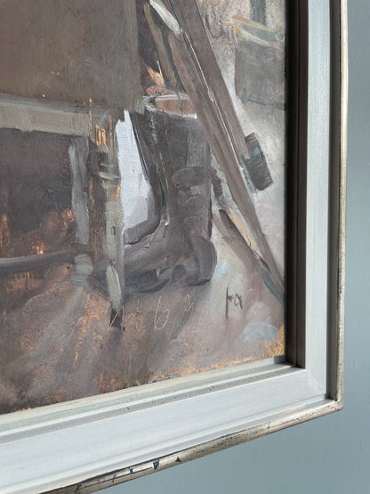 Anderson, Friedel, Zementfabrik, 16.6.1992, Öl auf Hartfaser, 40 x 30 cm