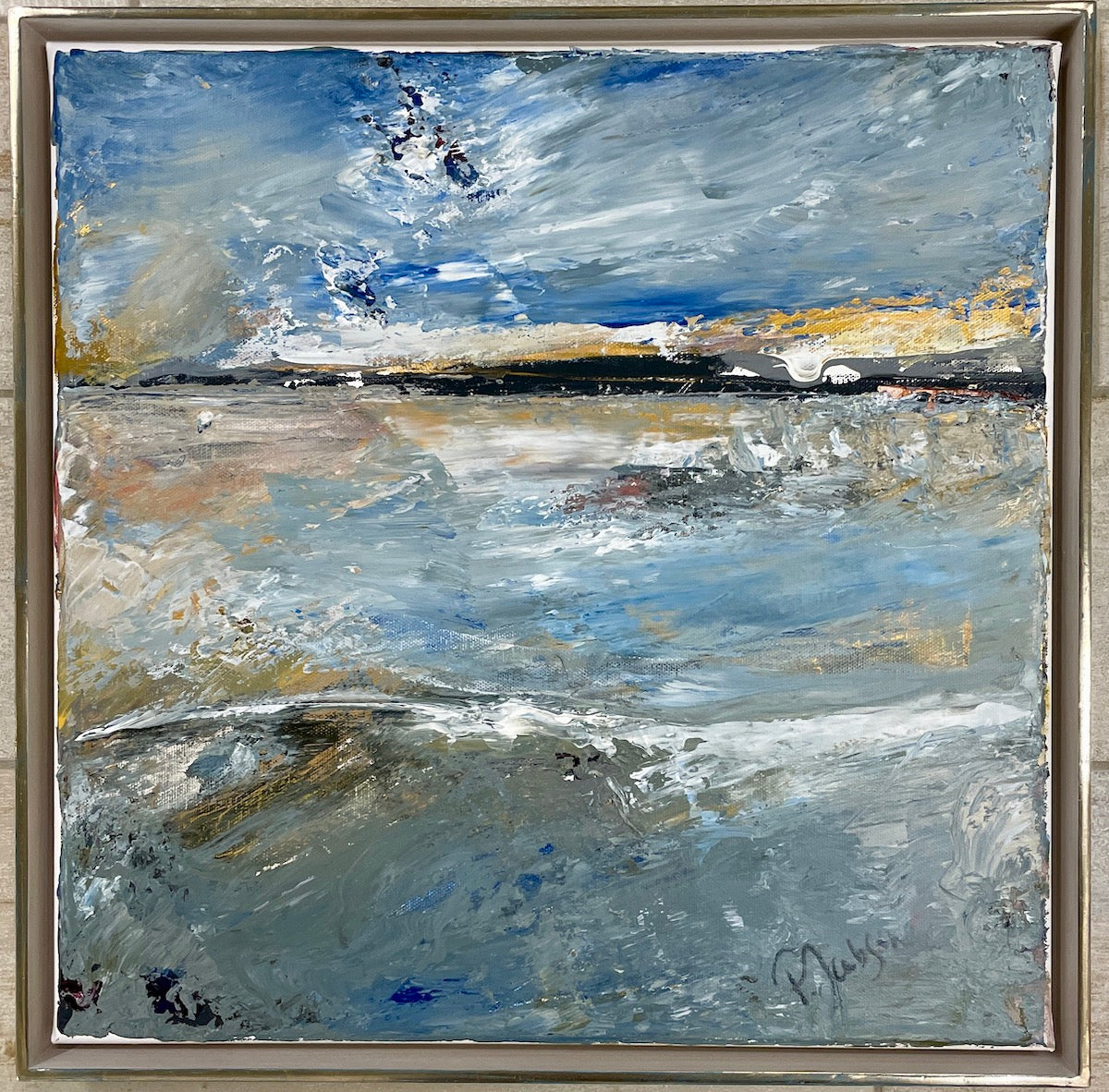 Jacobsen, Petra, Schlickbank, 2023, Mischtechnik auf Leinwand, 40x40 cm