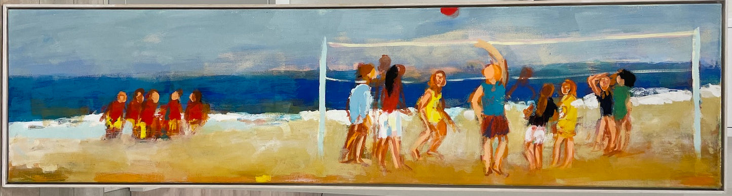 Hansen, Ulrike, Volleyball, Eitempera auf Leinwand, 50 x 200 cm