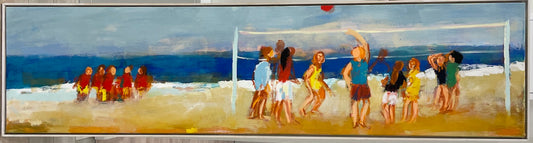 Hansen, Ulrike, Volleyball, Eitempera auf Leinwand, 50 x 200 cm