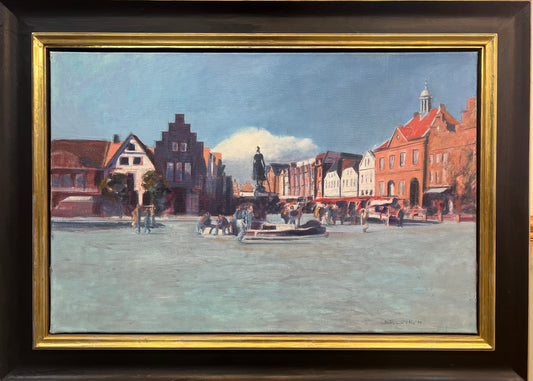 Werkmeister, Wolfgang, Husum Markt, 53,5 x 80cm, Öl auf Leinwand, 1998