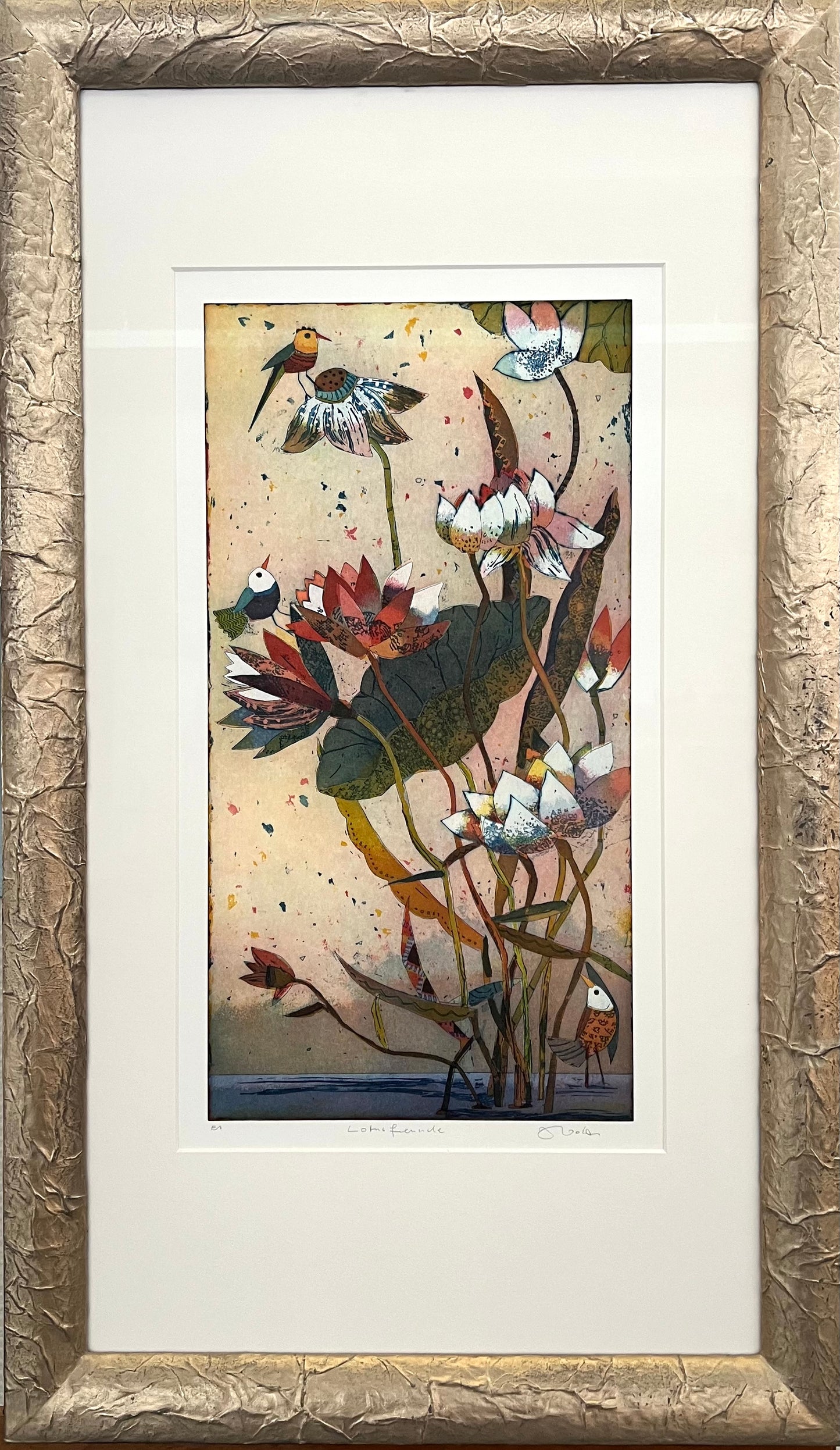Votteler, Jutta, Lotusfreunde, 57 x 29,8cm, e.a., Farbradierung