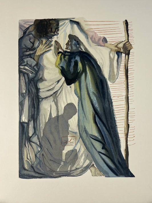Dalí, Salvador, Ein Geist befragt Dante, 33,5 x 26,2cm, Holzstich
