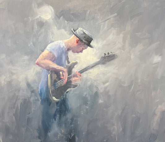 Petermann, Hanna, E-Bassist, 60 x 70cm, Öl auf Leinwand