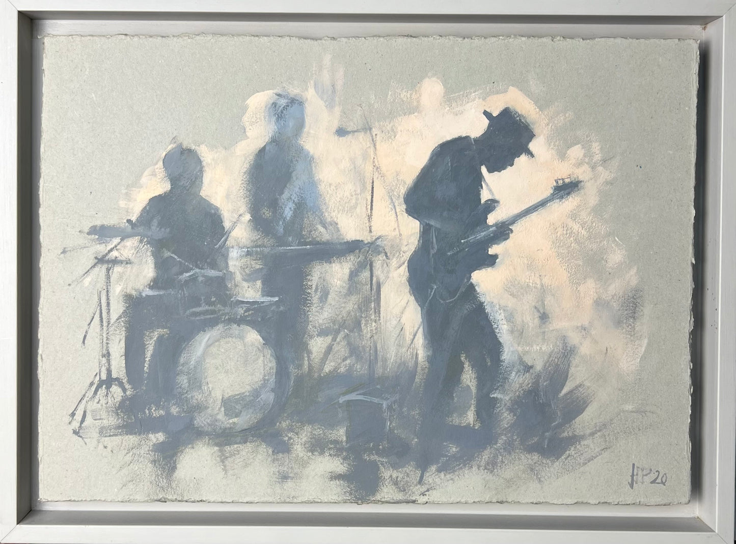 Petermann, Hanna, Jazz-Band,  E-Gitarrist, 38 x 27cm, Studie, Öl auf Karton