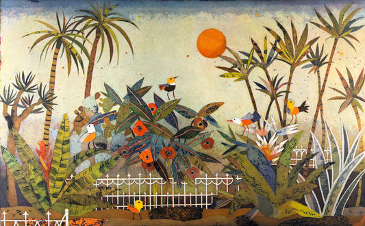 Votteler, Jutta, Im Abendgarten, 59,4 x 95,4cm, 53/120, Farbradierung