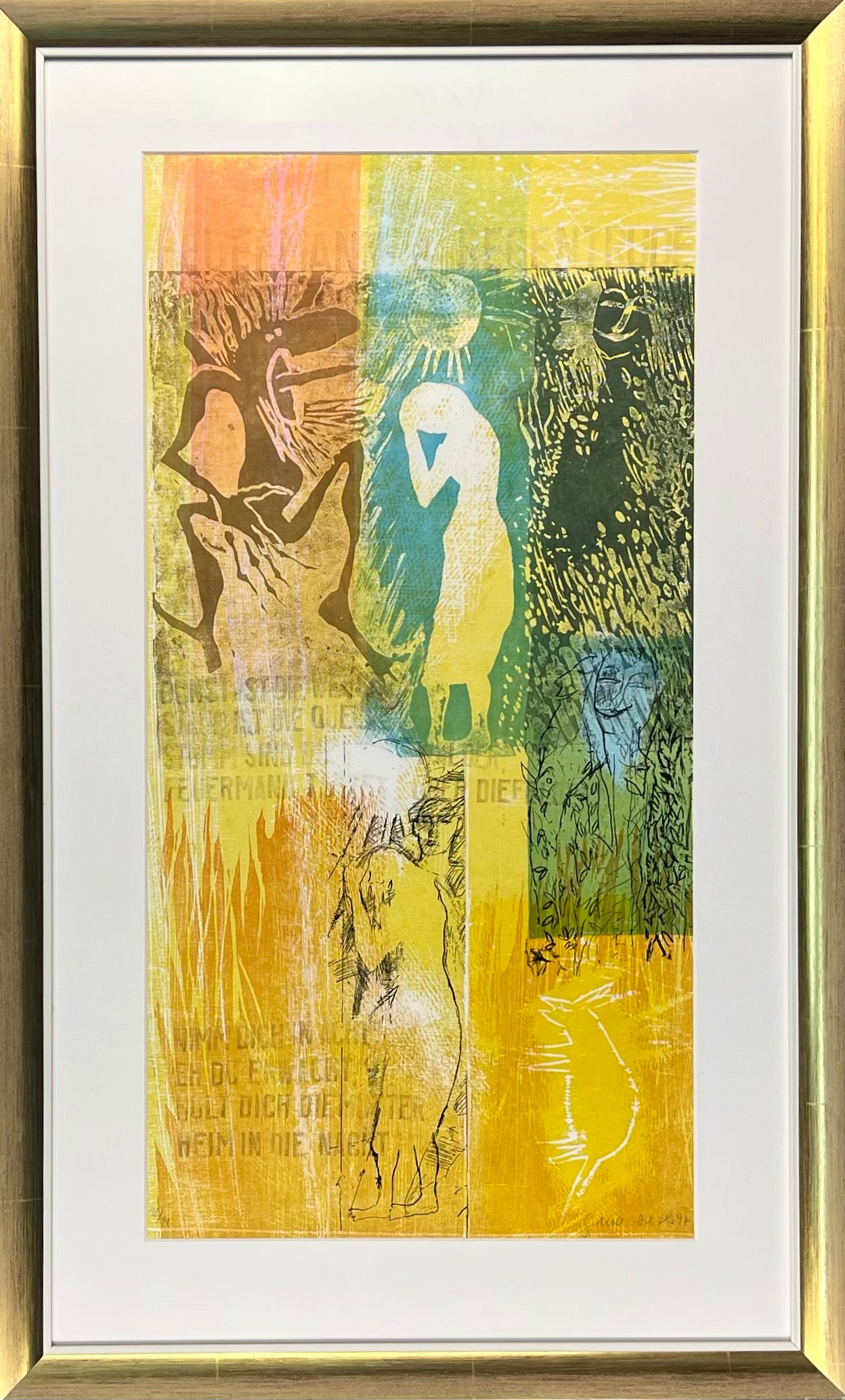 Mott-Dreizler, Gisela, Feuermann und Regentrude, 64,5 x 33cm, Holzschnitt