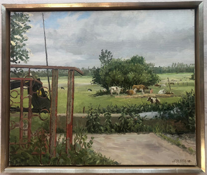 Störtenbecker, Nikolaus, Kühe auf Nordstrand 1996, Öl auf Leinwand, 40 x 48 cm