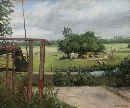 Störtenbecker, Nikolaus, Kühe auf Nordstrand 1996, Öl auf Leinwand, 40 x 48 cm