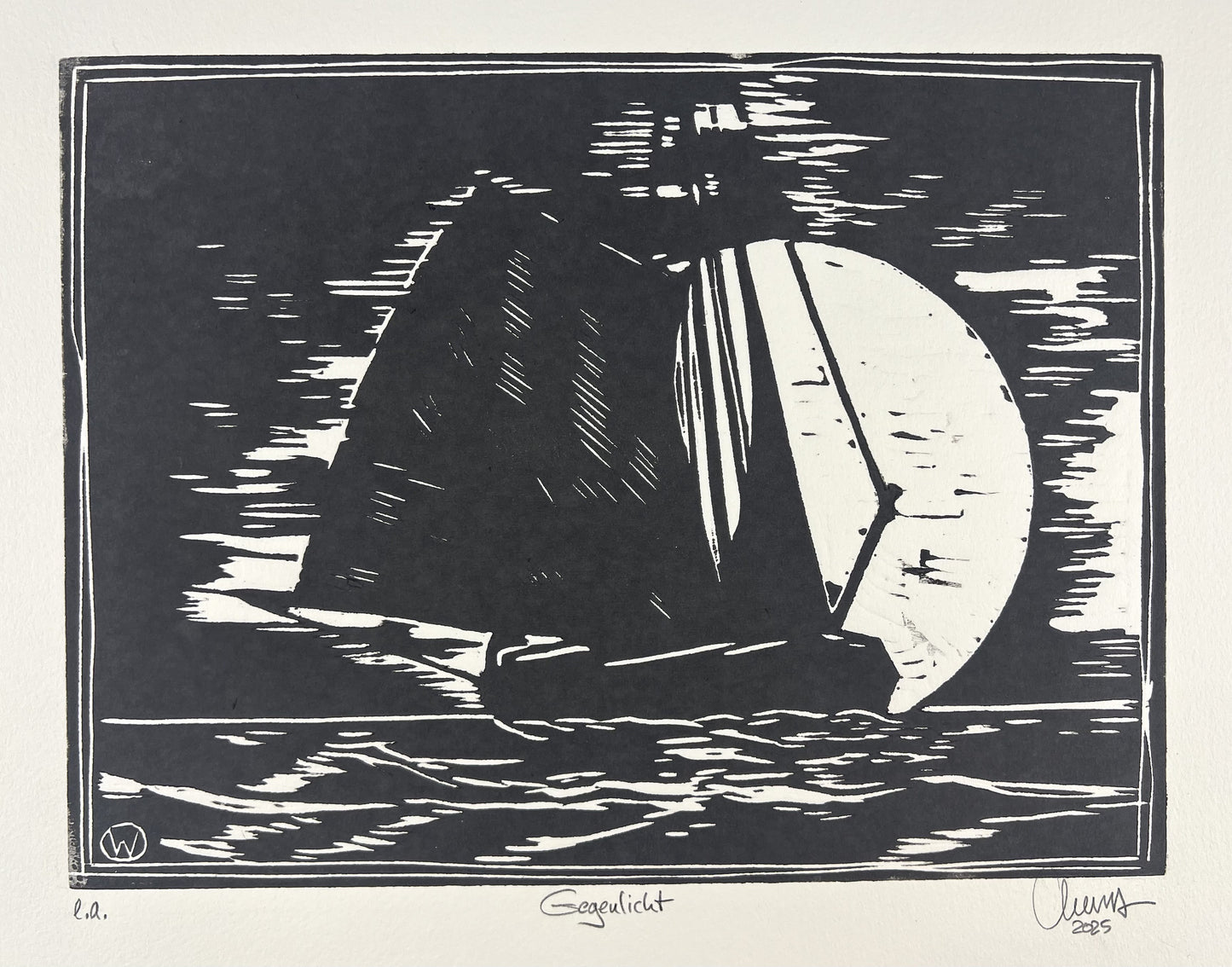 West, Ole, Im Gegenlicht, 22,5 x 30cm, e.a., Holzschnitt, 2025