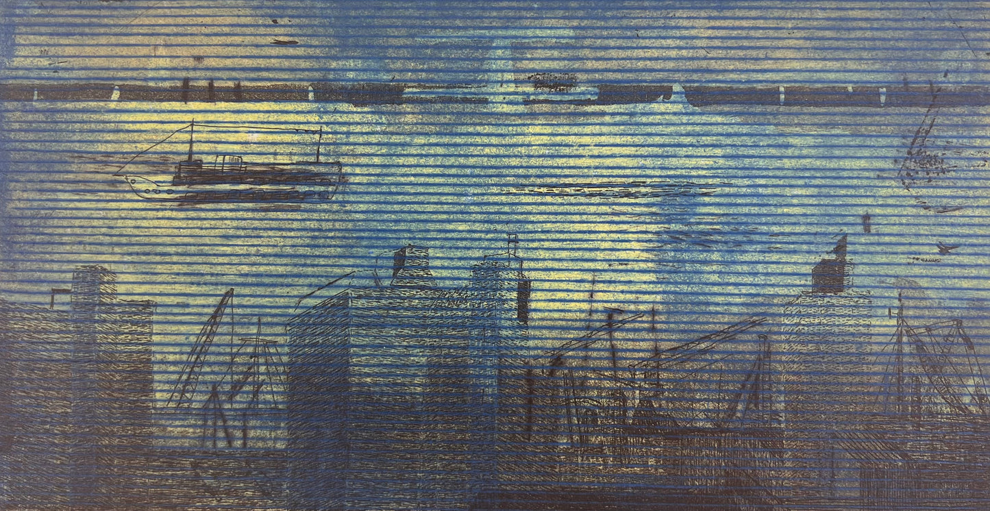 Behrendt, Falko, Im Hafen I A, 13 x 24,5cm, e.a., Radierung, 2014