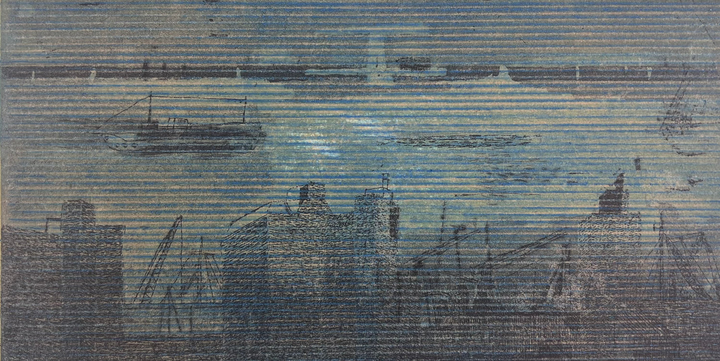 Behrendt, Falko, Im Hafen II A, 13 x 24,5cm, e.a., Radierung, 2014