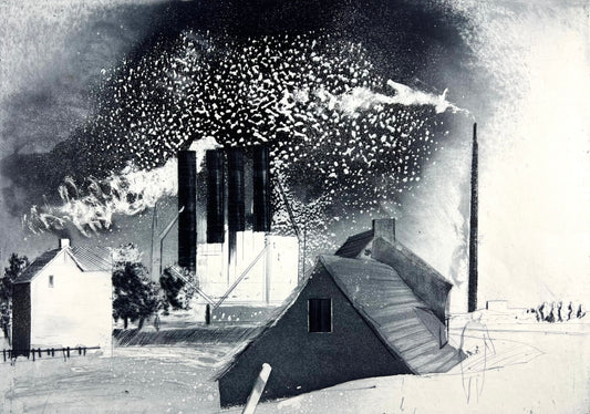 Werkmeister, Wolfgang, Industrielandschaft I, 34 x 48cm, Radierung, 1985