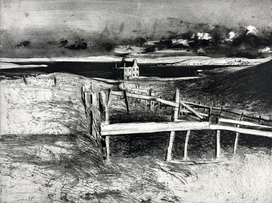 Werkmeister, Wolfgang, Irische Landschaft, 38,5 x 52cm, 31/95, Radierung, 1982
