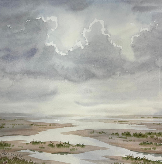 Jensen, Hans-Jürgen, Watt und Wolken, 32 x 31,5cmAquarell