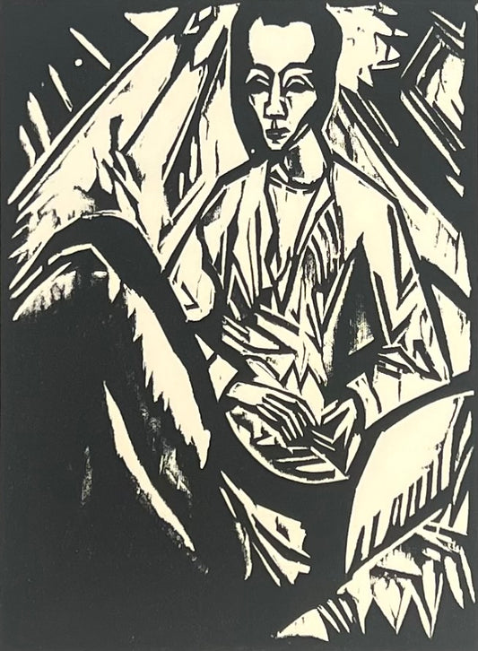 Heckel, Erich, Jüngling/Krankes Mädchen, 19 x 13,8cm, Holzschnitt, 1913