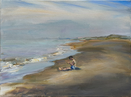 Weiner, Corinna, Junge am Strand, 30 x 40 cm, Öl auf Leinwand, 2019