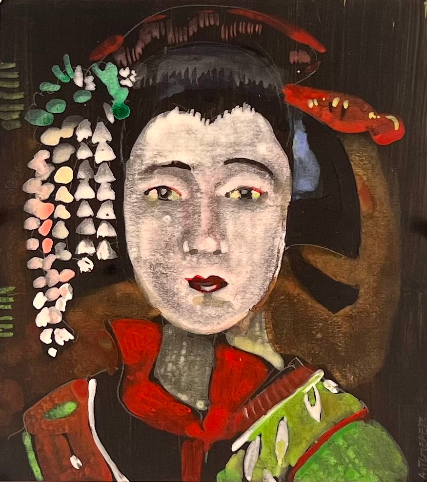 Tchepets, Anja, Kabuki-Schauspieler Tokio, 26 x 23,5cm, Gouache