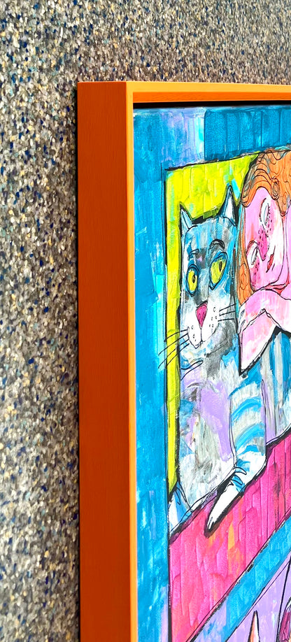 Monz, Lora, Katzenmutter, 100 x 70cm, Mischtechnik auf Leinwand