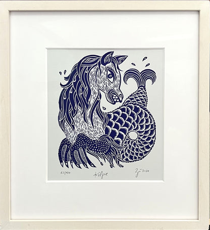 Zwirnmann, Katja, Kelpie/Kleines Pandämonium, 22,5 x 16,5cm, 63/100, Linolschnitt, 2020