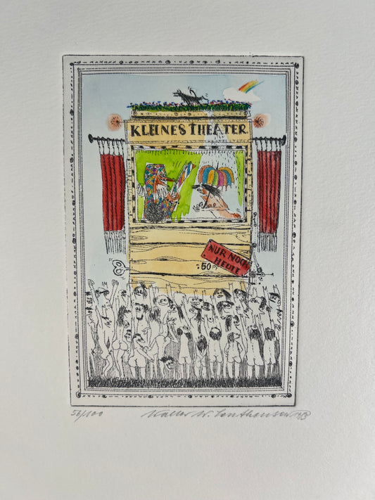 Leutheuser,  Walter W., Kleines Theater, 15 x 10cm, 56/100, Radierung, 1983