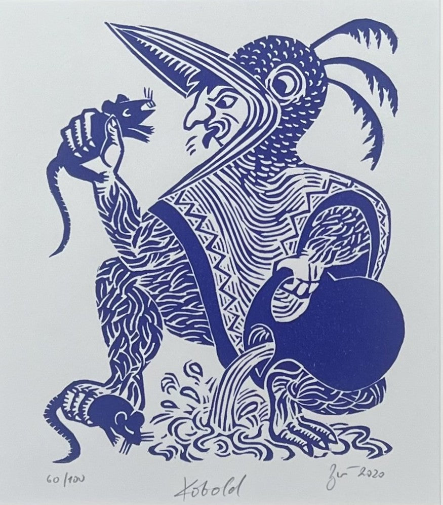 Zwirnmann, Katja, Kobold/Kleines Pandämonium, 22,5 x 16,5cm, 60/100, Linolschnitt, 2020