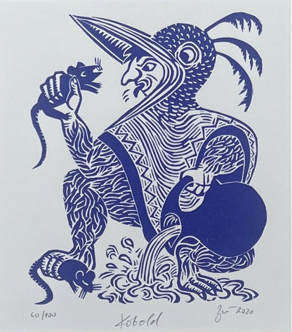 Zwirnmann, Katja, Kobold/Kleines Pandämonium, 22,5 x 16,5cm, 60/100, Linolschnitt, 2020