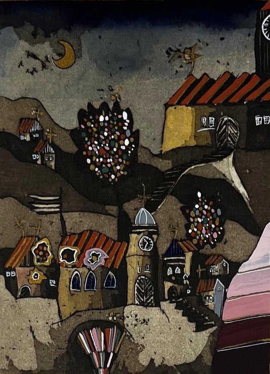 Kötter, Friedhelm, Abends ankommen, 39,5 x 26,5cm, 75/90, Radierung, 1982