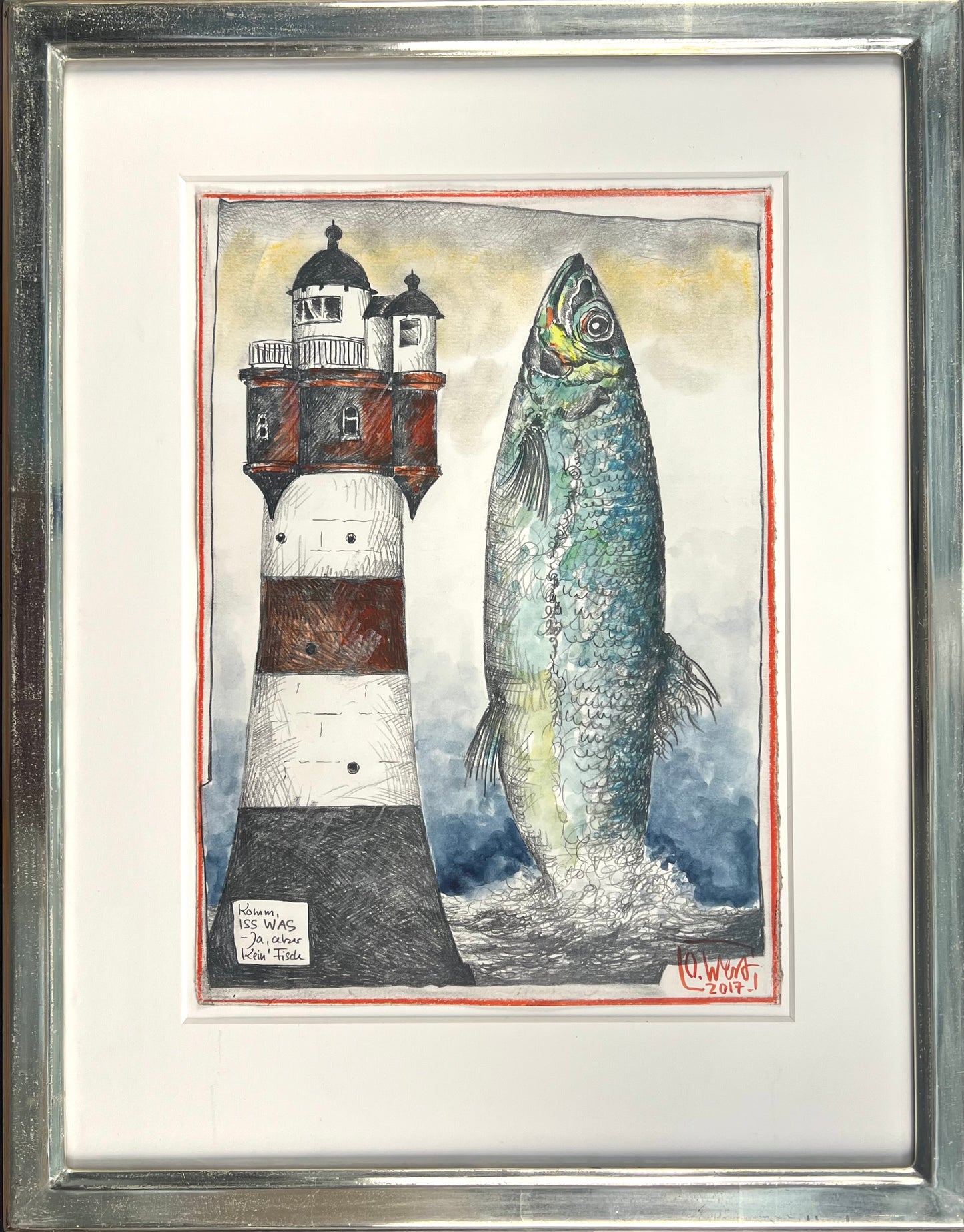 West, Ole, Komm, iss was, aber keinen Fisch, 21 x 29,7cm, Mischtechnik