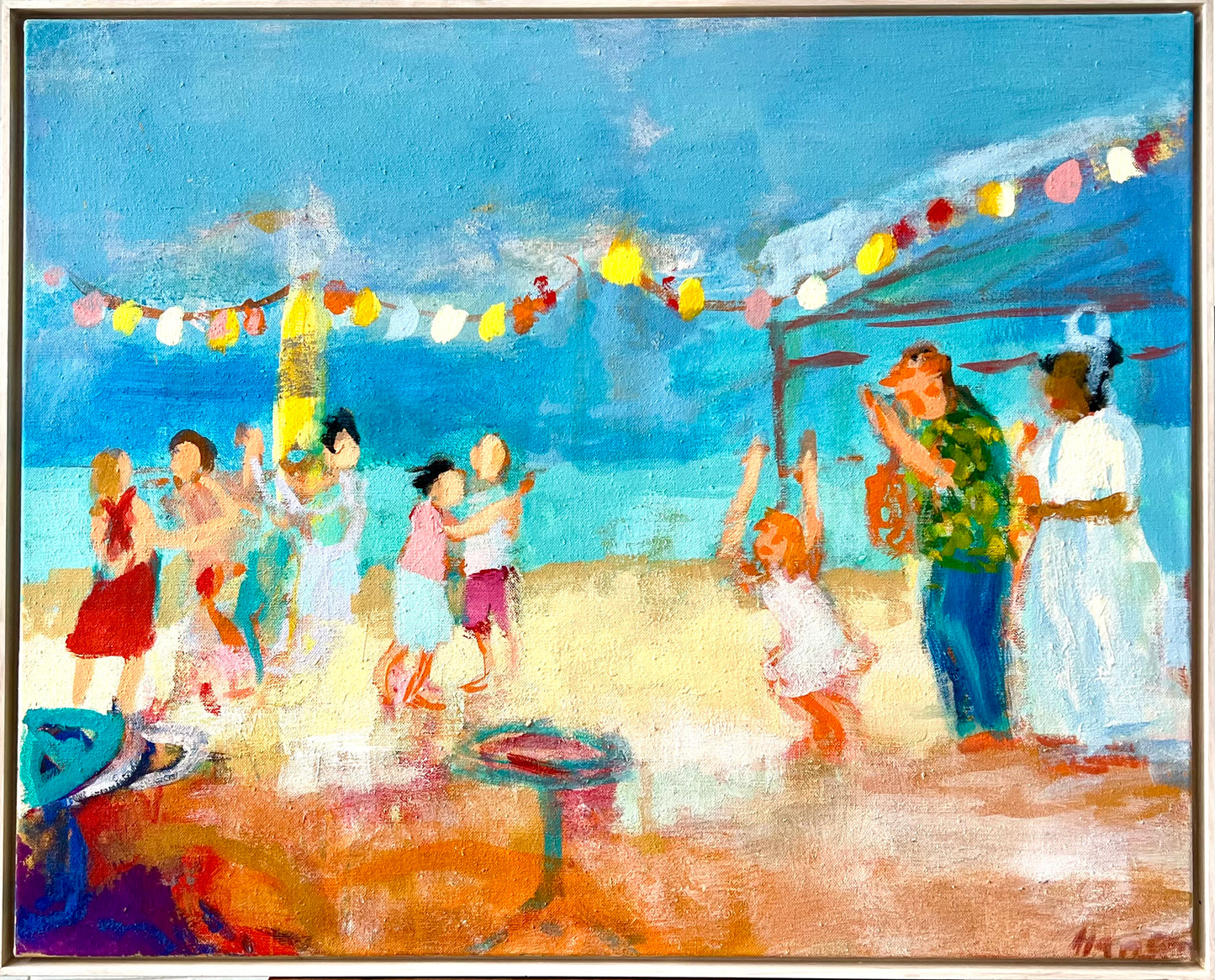 Hansen, Ulrike, Konzert am Strand, 80 x 100cm, Eitempera auf Leinwand, incl. Künstlerrahmen, 2019