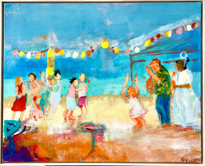 Hansen, Ulrike, Konzert am Strand, 80 x 100cm, Eitempera auf Leinwand, incl. Künstlerrahmen, 2019