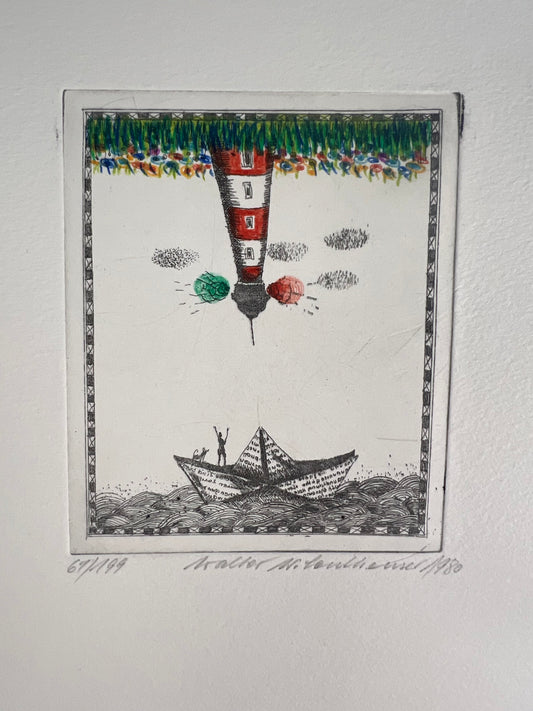 Leutheuser,  Walter W., Kopfüber, 10 x 9cm, 61/199, Radierung, 1980