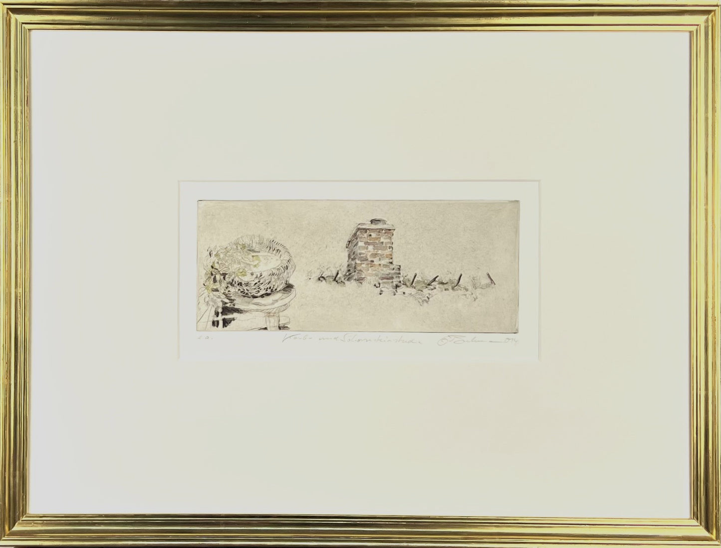 Beckmann, Otto, Korb- und Schornsteinstudie, 11,5 x 27,7cm, e.a., Radierung