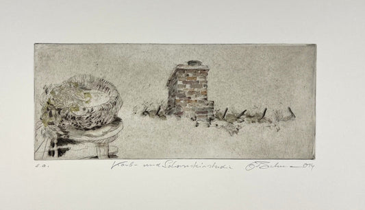 Beckmann, Otto, Korb- und Schornsteinstudie, 11,5 x 27,7cm, e.a., Radierung, 2014