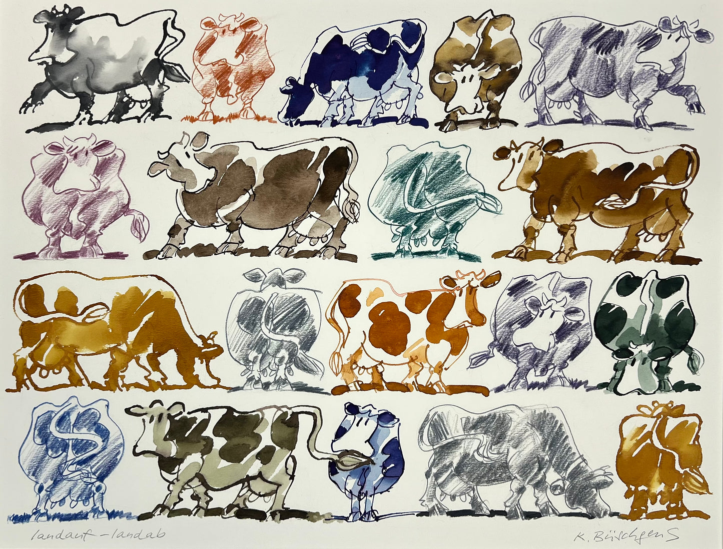 Büschgens, Klaus,Landauf-Landab, 50 x 60cm, Aquarell