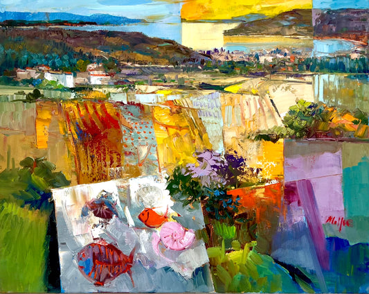 Malfer, Mario, Land und Meeresfrüchte, 40 x 50cm, Öl auf Leinwand