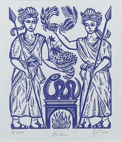 Zwirnmann, Katja, Laren/Kleines Pandämonium, 22,5 x 16,5cm, 66/100, Linolschnitt, 2020
