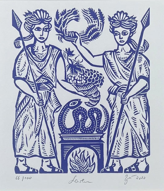 Zwirnmann, Katja, Laren/Kleines Pandämonium, 22,5 x 16,5cm, 66/100, Linolschnitt, 2020