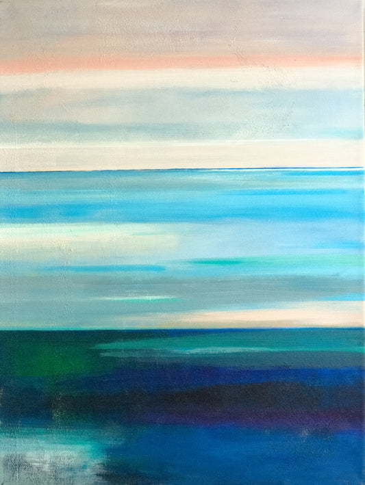 Leander, Doppelhorizont, übermalte Goldschlucht, 80 x 60cm, Öl auf Leinwand