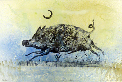 Leiß, Hans-Ruprecht, Wilde Sau, 40 x 60cm, Lithografie
