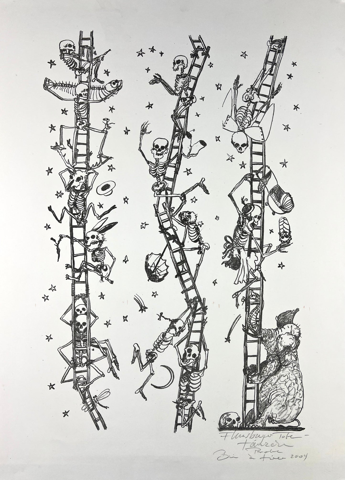 Leiß, Hans Ruprecht, Flensburger Totentänzchen, 76,5 x 55cm, Lithografie