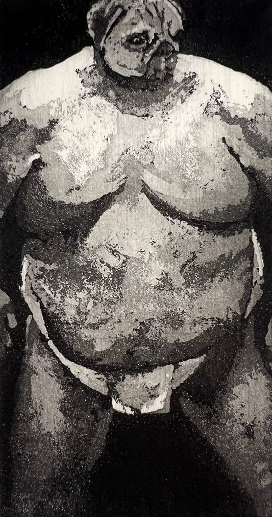 Leiß, Levke Anna, Sumodog, 14,7 x 7,8cm, 10/15, Aquatintaradierung, 2005