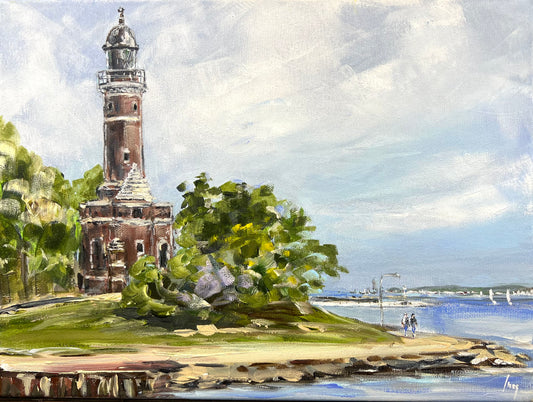Ramm, Ines, Leuchtturm Holtenau, 30 x 40cm, Öl auf Leinwand